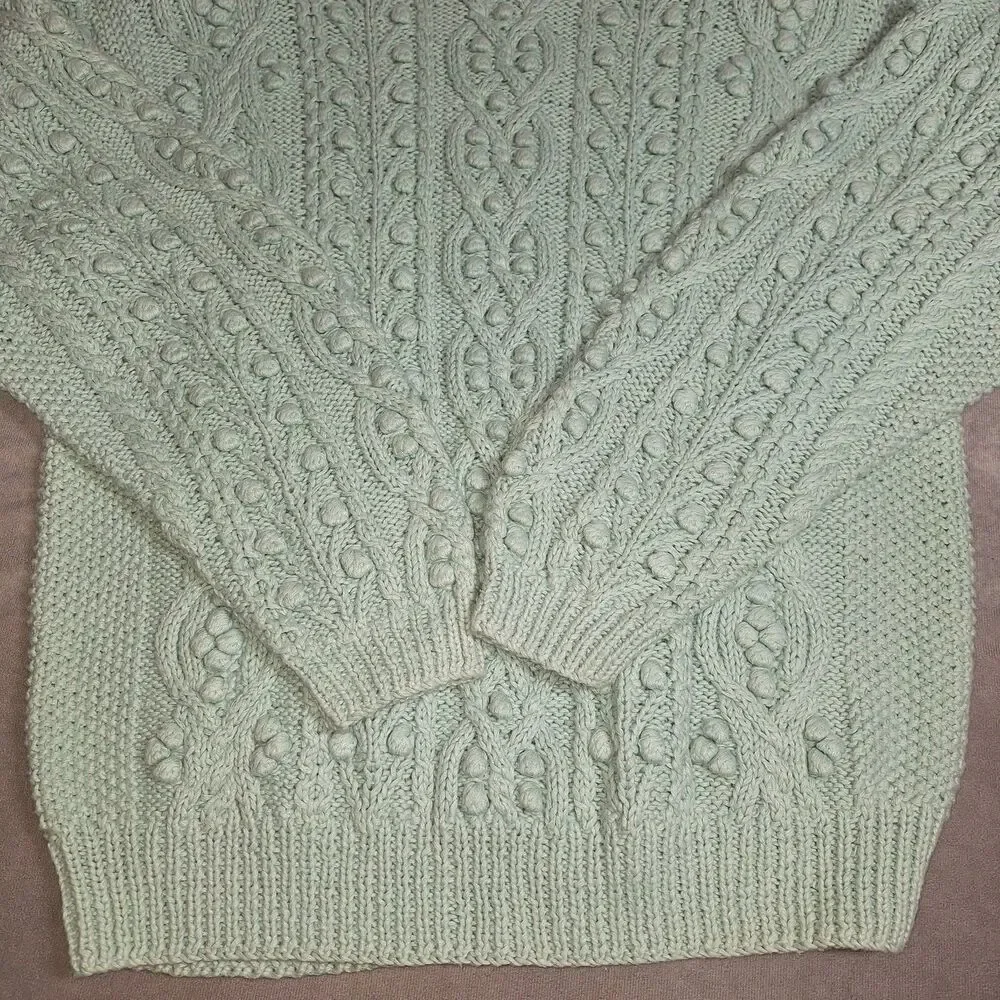 Vintage Worthington Large Blue Sweater Chunky Knit Cottagecore Shoulder Pads